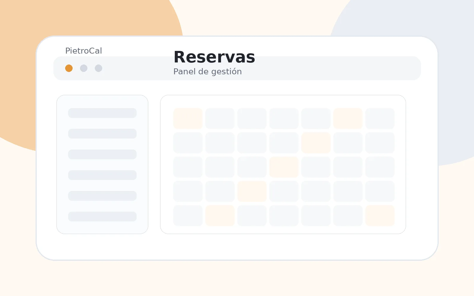 Panel de reservas de PietroCal